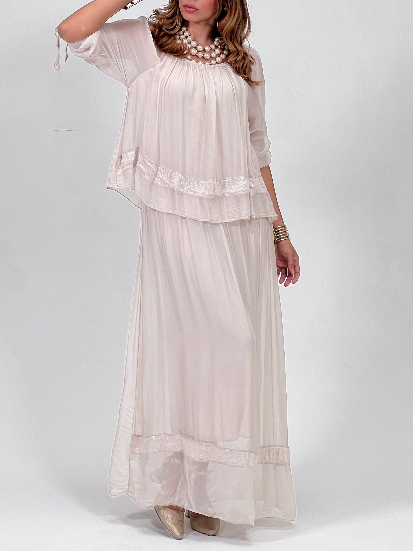 Vestido Romántica Beige