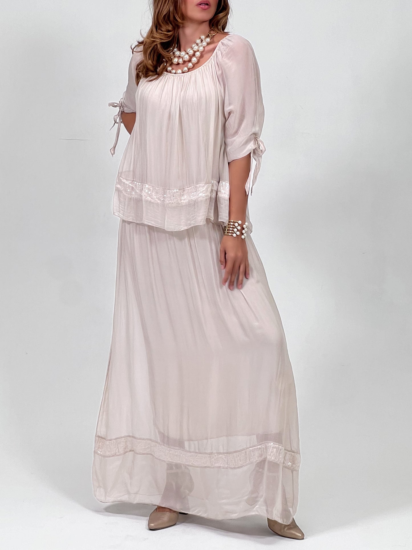 Vestido Romántica Beige
