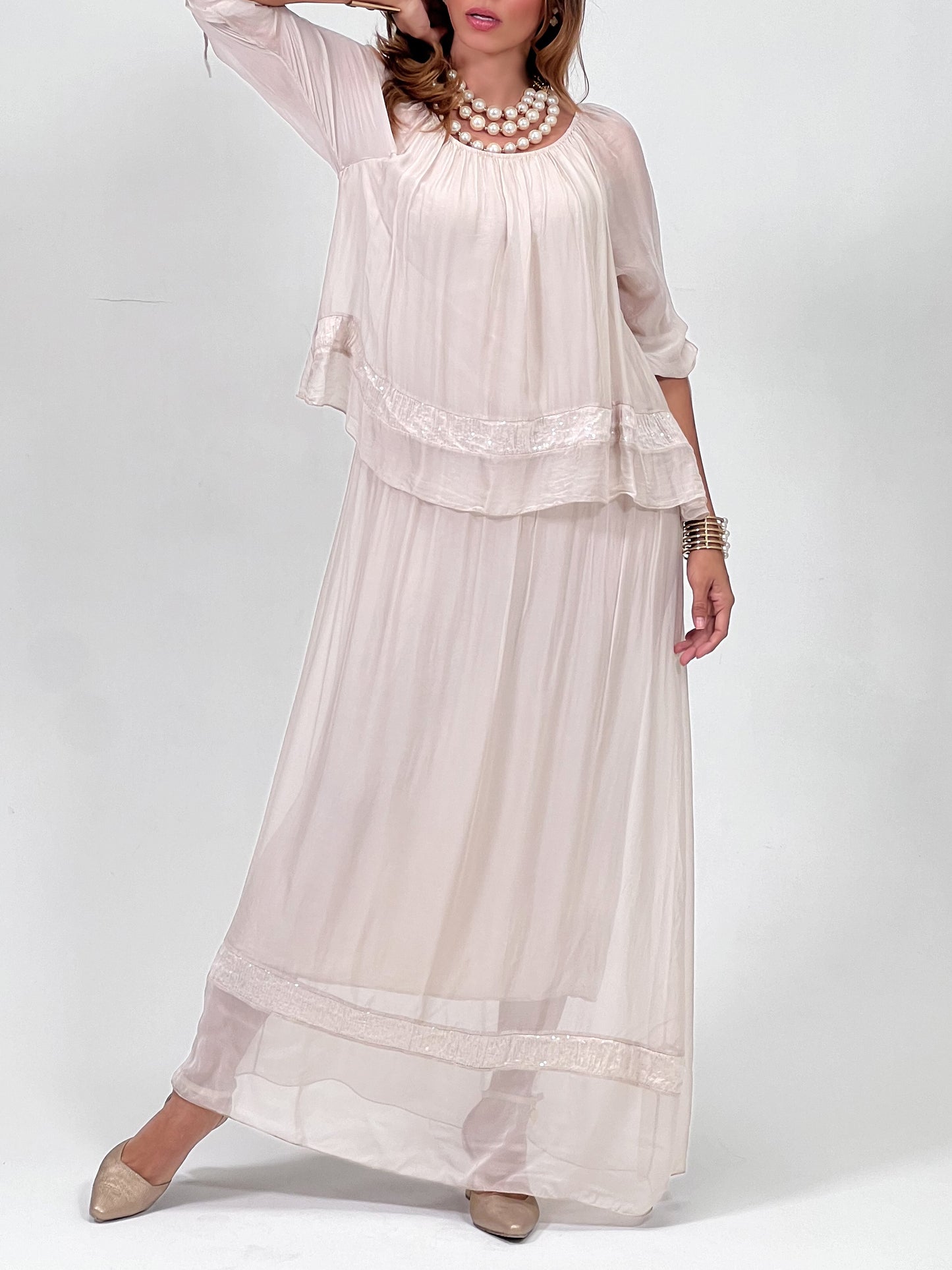 Vestido Romántica Beige