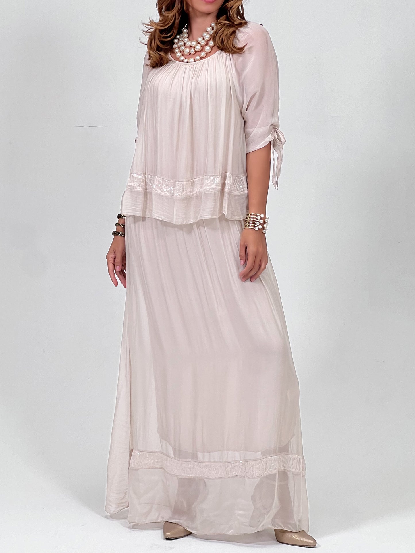 Vestido Romántica Beige