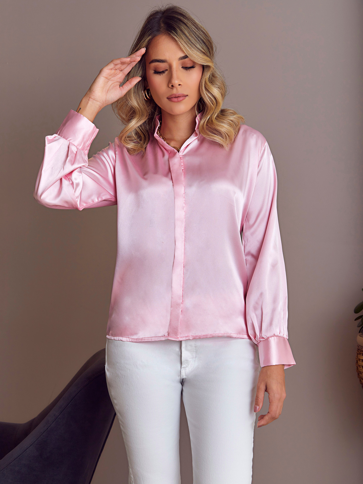 Blusa Mila Seda Puño Liso