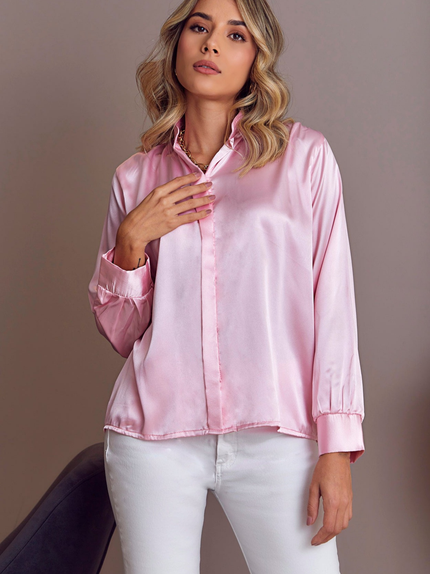 Blusa Mila Seda Puño Liso