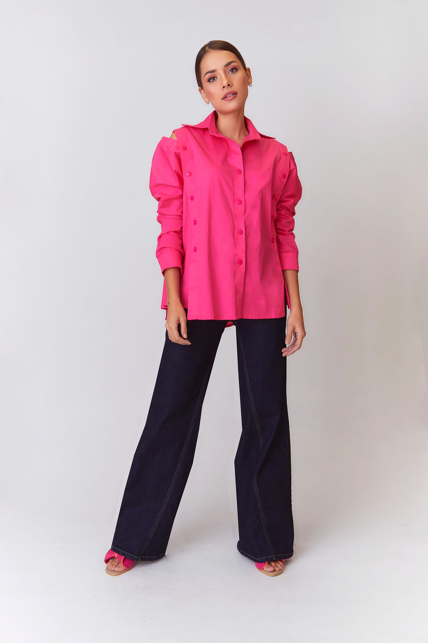 Blusa Madelaine Popelina Fucsia