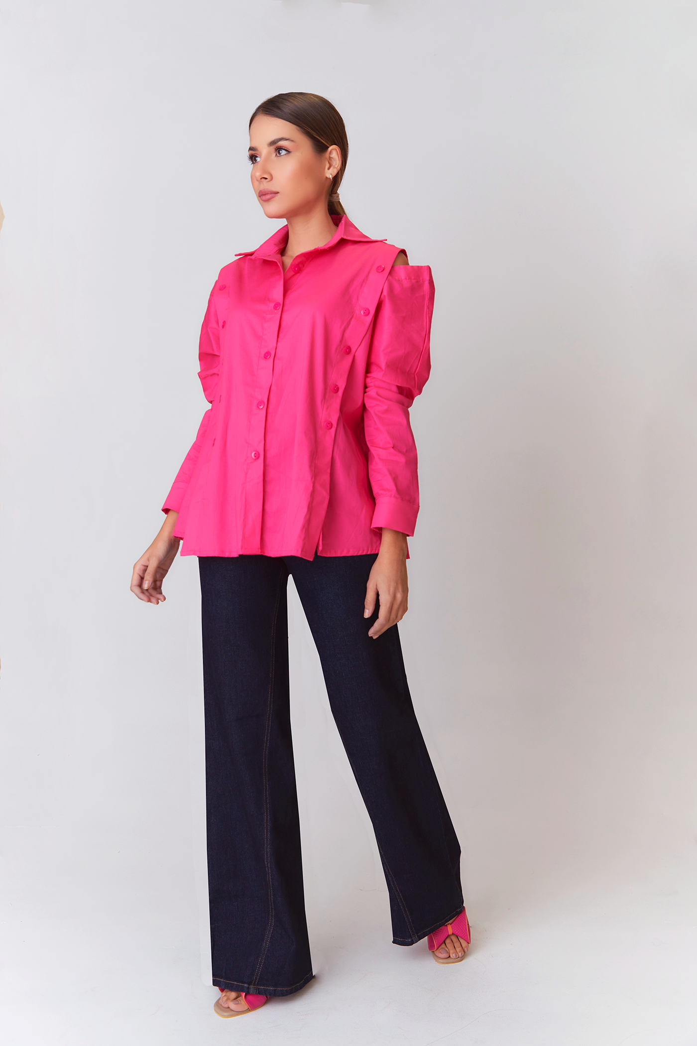 Blusa Madelaine Popelina Fucsia