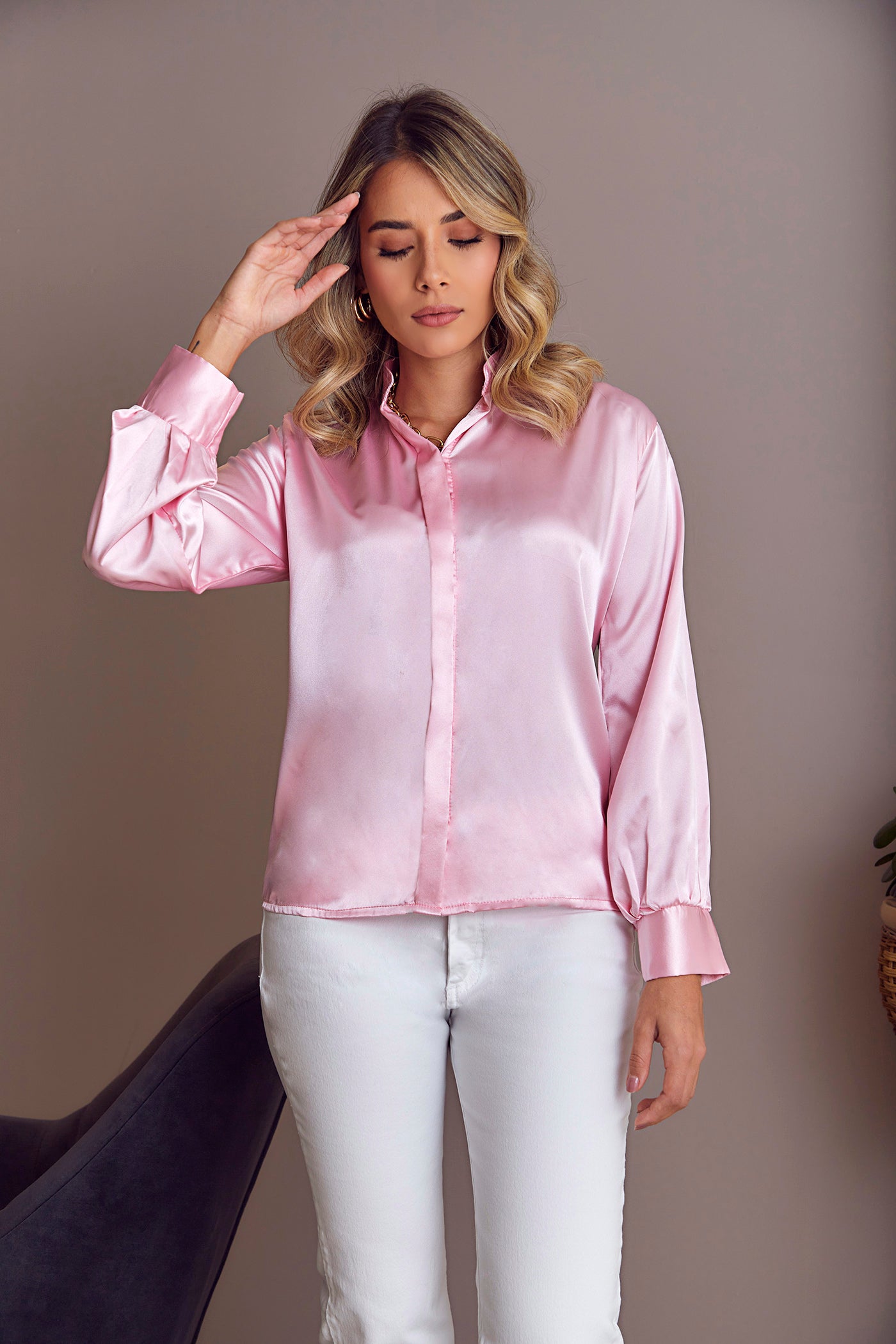 Blusa Mila Seda Puño Liso