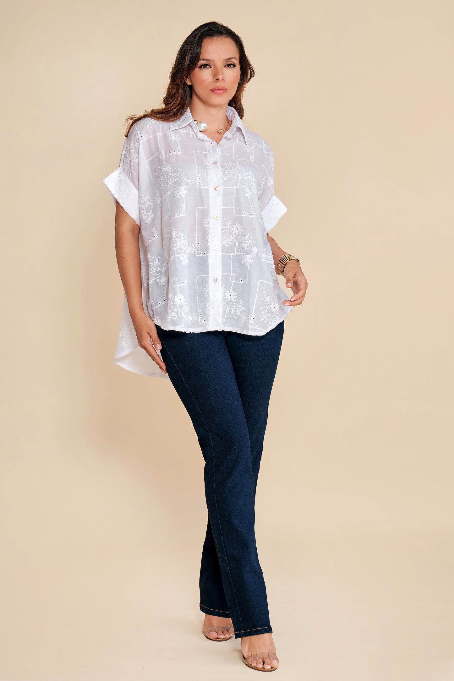 Camisa Bordada Oversize