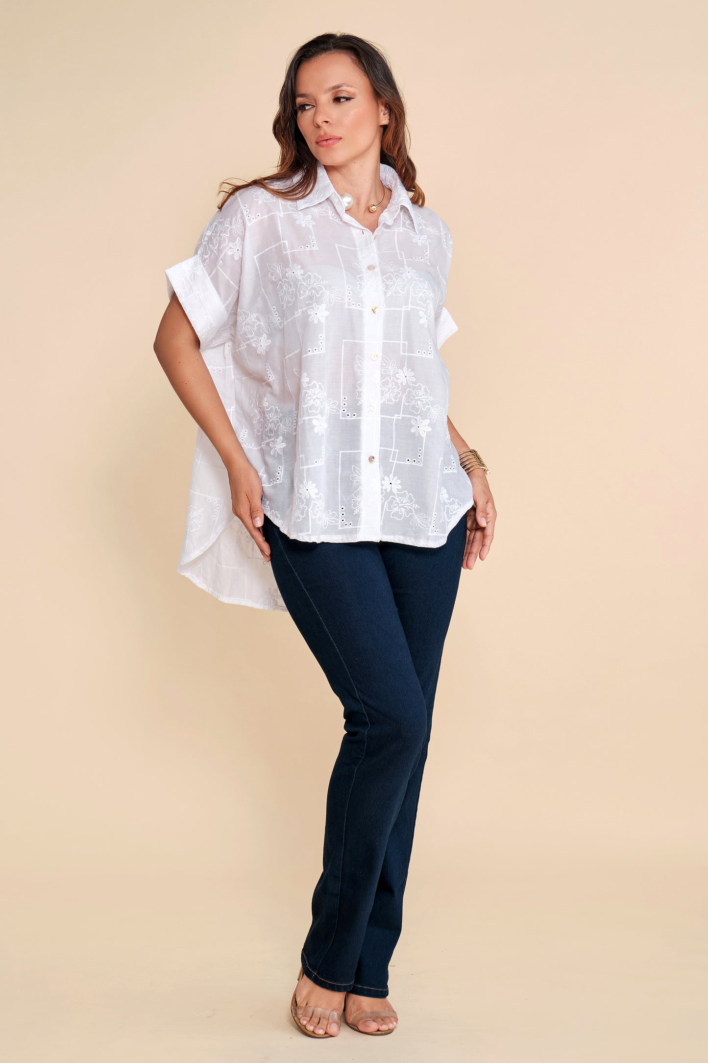 Camisa Bordada Oversize