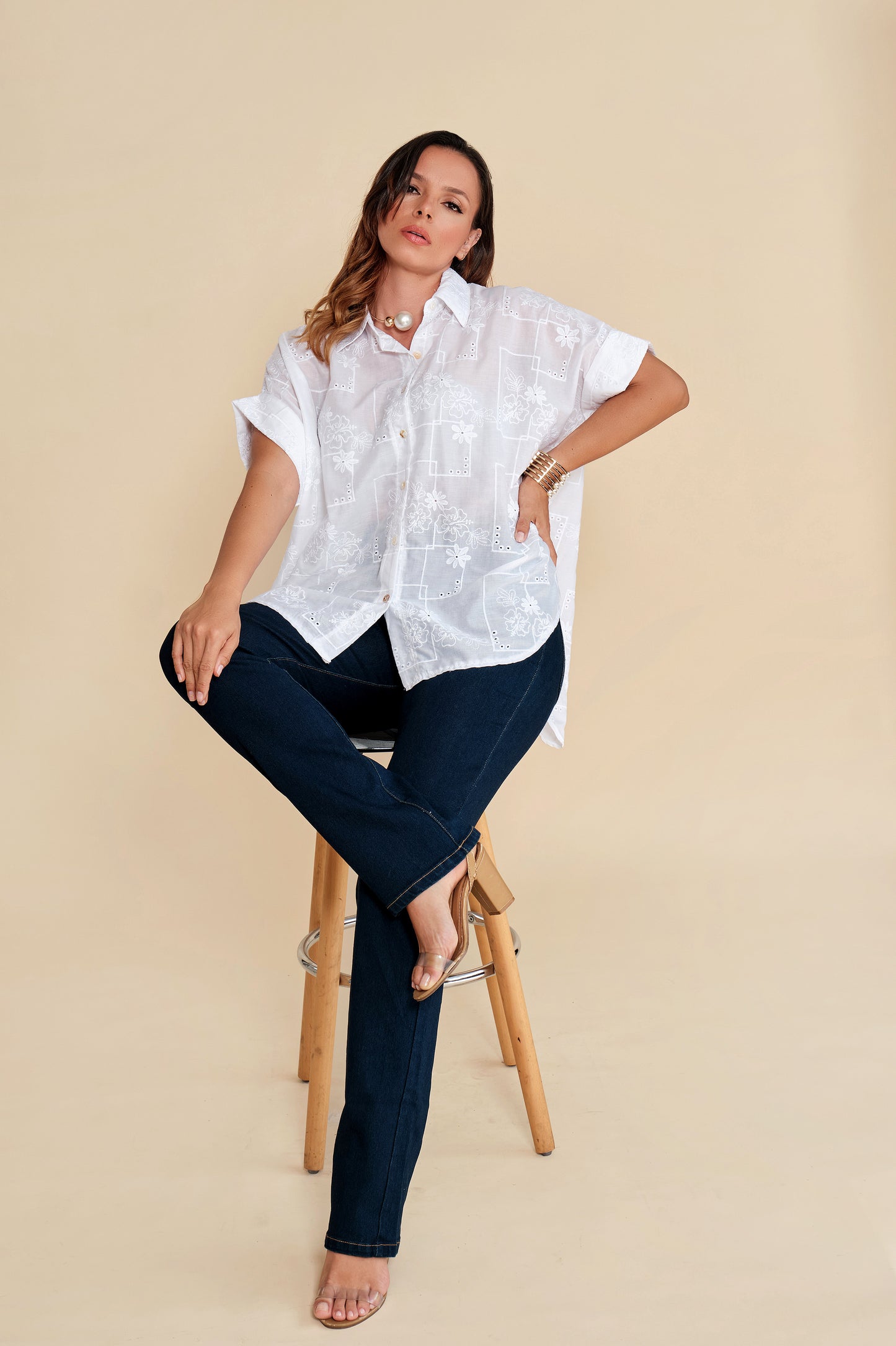 Camisa Bordada Oversize