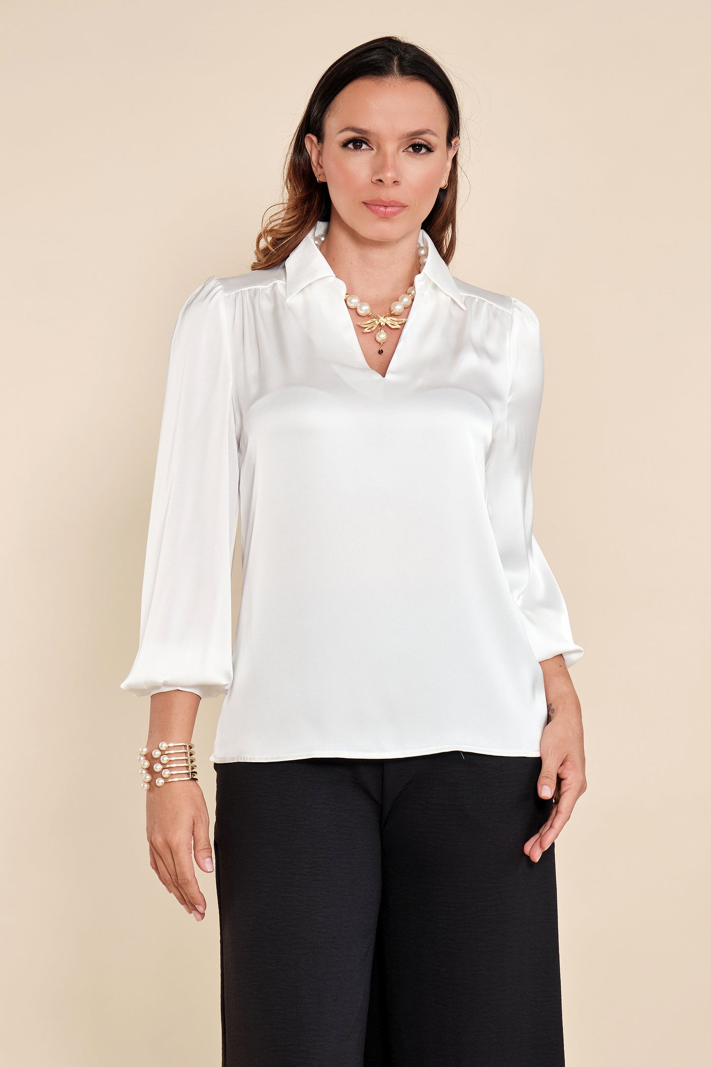 Blusa Seda Cuello V