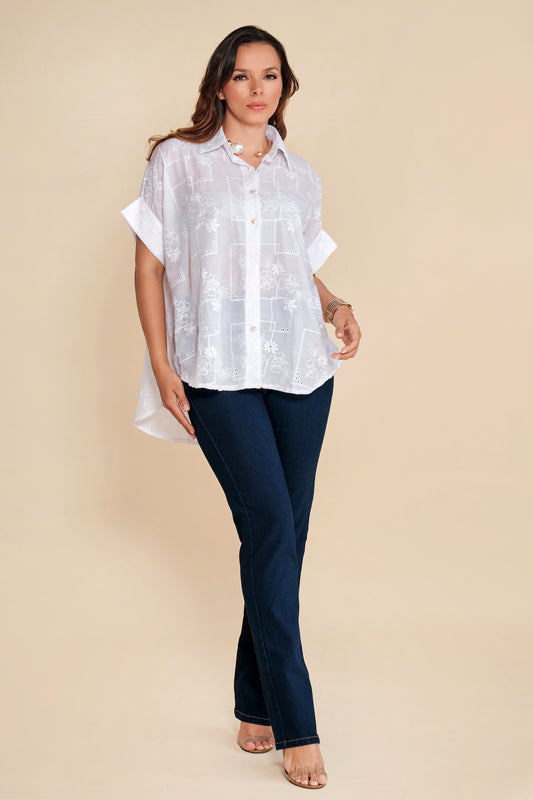 Camisa Bordada Oversize
