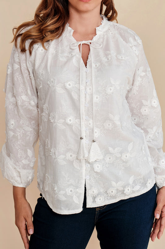 Blusa Con Apliques Florales