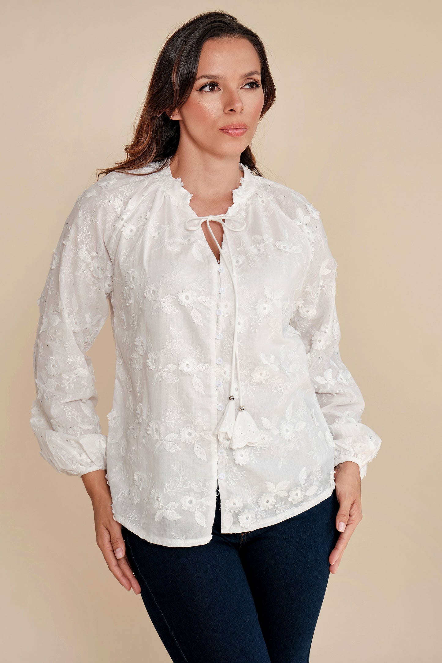 Blusa Con Apliques Florales