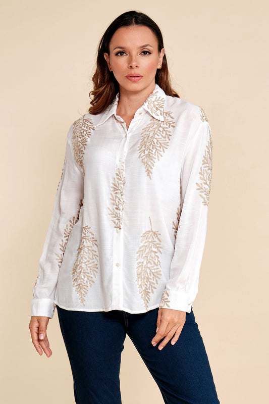 Blusa Bordada Hilos Dorados