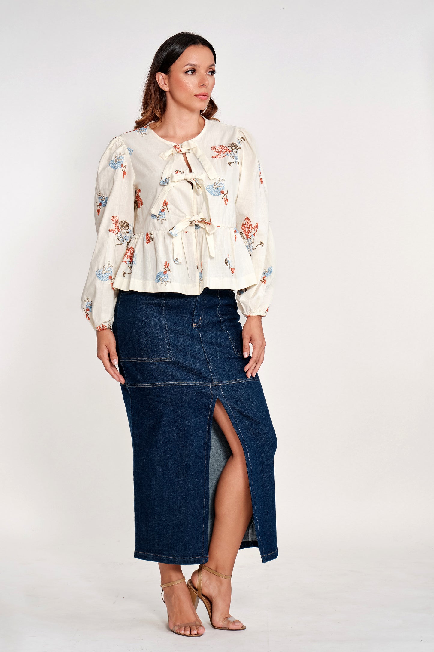 Blusa Algodón Peplum Amarillo