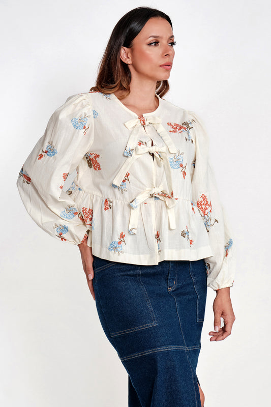 Blusa Algodón Peplum Amarillo