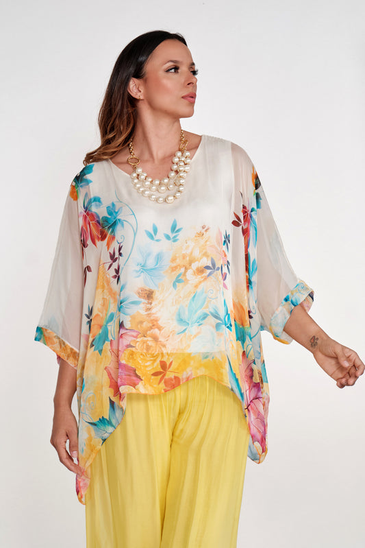 Blusa Seda Italiana Botanica